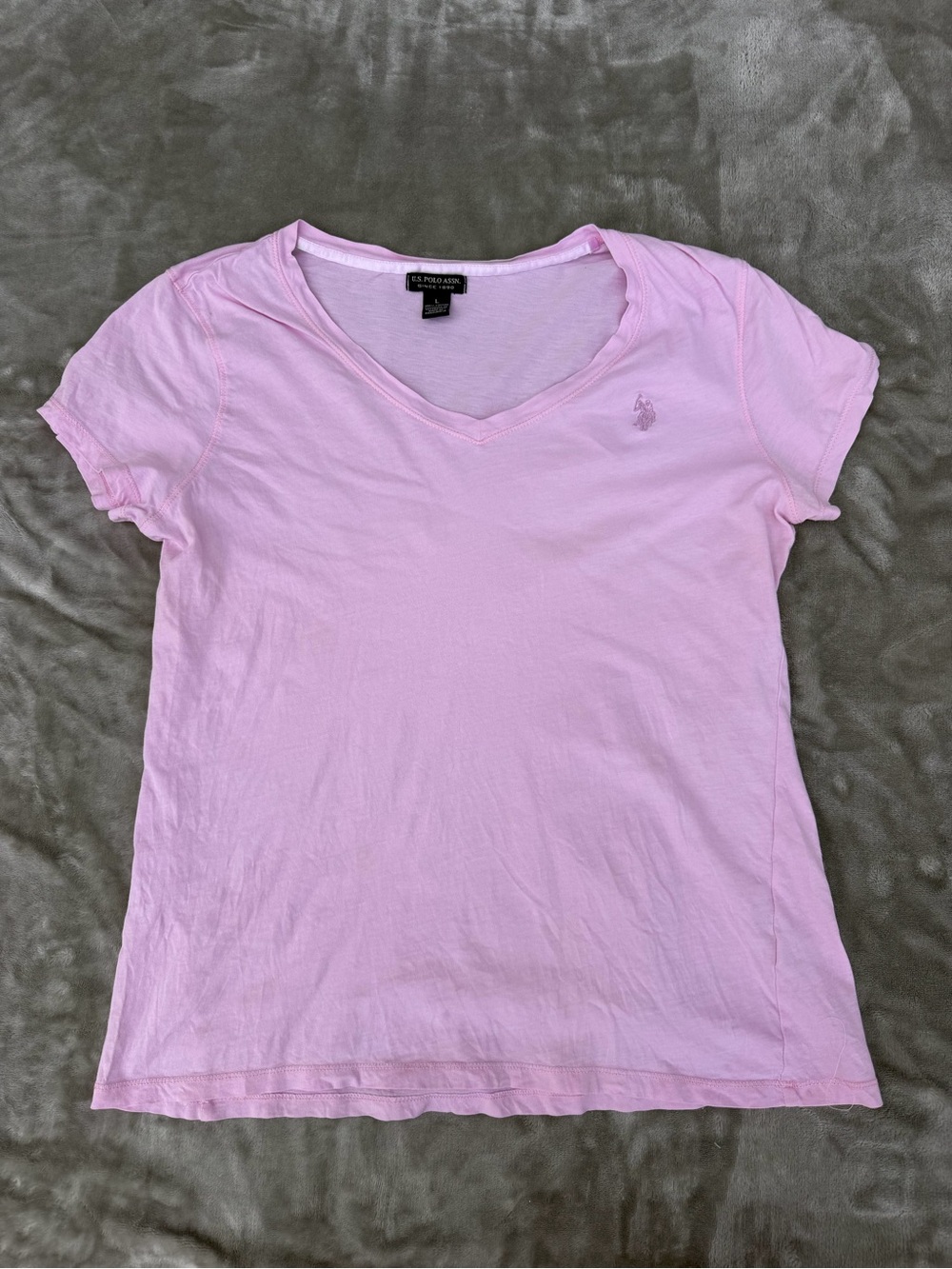 U.S. Polo Assn. Light Pink V-Neck Short Sleeve Tee
